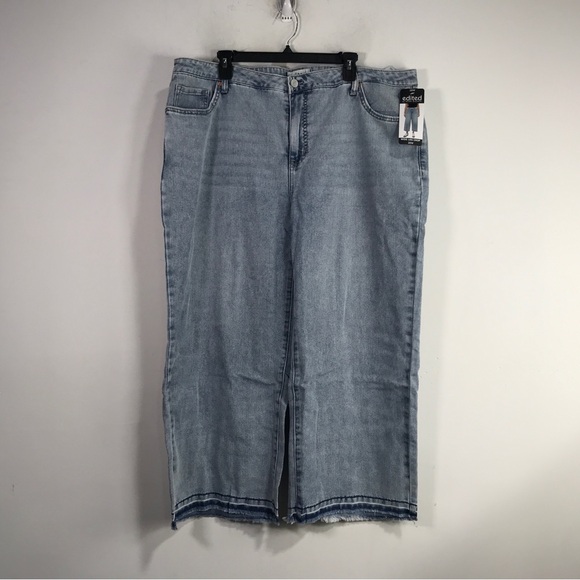 Edited by Remi Bader Wide Leg Denim Crop Pant, Women's Size 20W - Blue - Picture 1 of 9